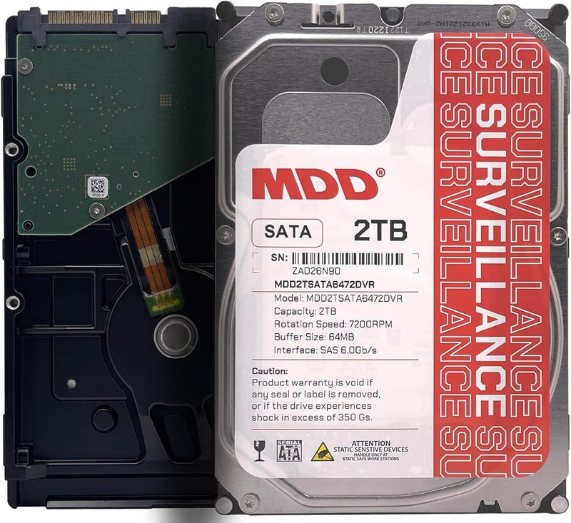 MDD MAXDIGITALDATA MDD 2TB 64MB Cache 7200RPM SATA 6.0Gb/s 3.5inch Internal Surveillence Hard Drive - MDD2TSATA6472DVR - Image 1